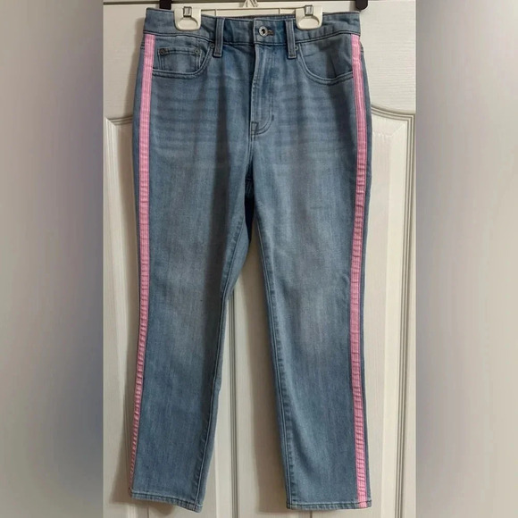 Women’s TALBOTS  Modern Ankle Jean‎ Pink White Stripe. Size 2P. - Picture 1 of 9
